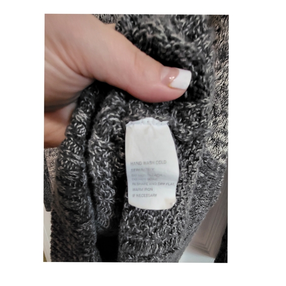 🌿Jeanne Pierre Women's XL Cable Knit Sweater Colorblock Grey Ivory Pockets - Picture 8 of 12